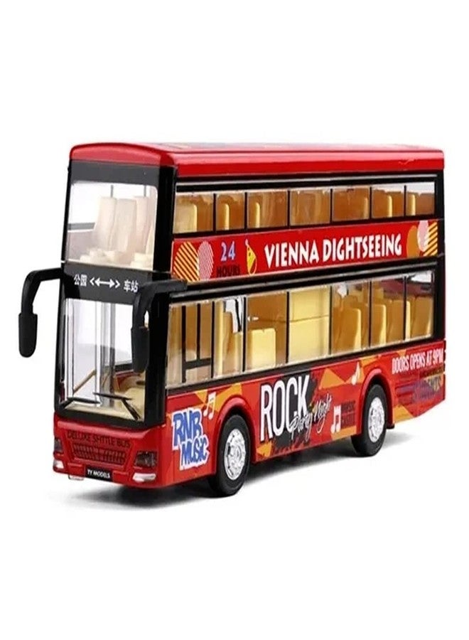 UKAXA Long London Bus Diecast Metal London Bus Open Door Light & Music Model Pull Back Toys for Boy Kids,red - Image 1